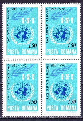 TSV$ - 1970 LP 746 25 ANI DE LA INFIINTAREA O.N.U. BLOC X 4 MNH/** LUX foto