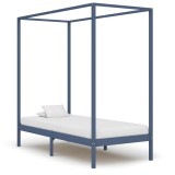 Cumpara ieftin Cadru pat cu baldachin, gri, 90x200 cm, lemn masiv de pin