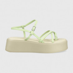 Vagabond Shoemakers sandale de piele Courtney femei, culoarea verde, cu platforma