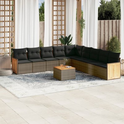 Gossi set mobilier de gradina cu perne, 10 piese, gri, poliratan foto