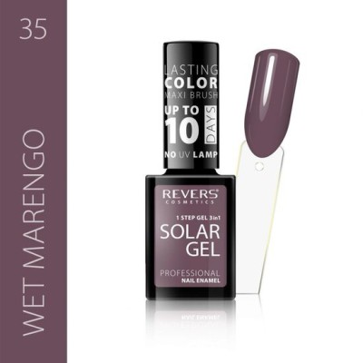Lac de unghii Solar Gel, Revers, 12 ml, maro, nr 35, wet marengo foto