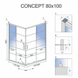 Cabina de dus dreptunghiulara Rea Concept cu usi glisante 80x100 negru mat