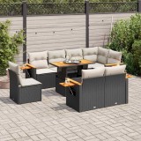 VidaXL Set mobilier grădină perne 9 piese negru poliratan/lemn acacia