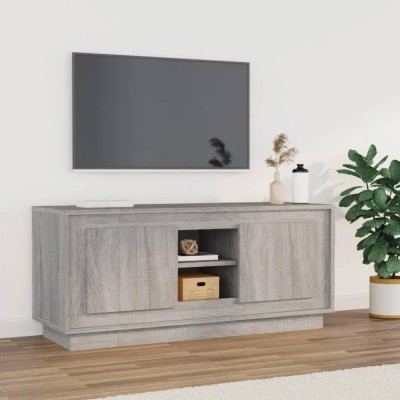 vidaXL Comodă TV, gri sonoma, 102x35x45 cm, lemn prelucrat foto