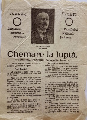 AFIS electoral de interes istoric al Partidului Național Țărănesc (Aurel Vlad) foto