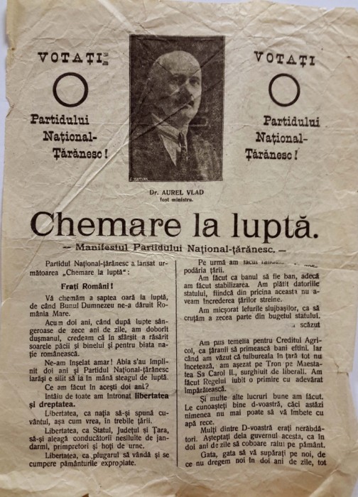 AFIS electoral de interes istoric al Partidului Național Țărănesc (Aurel Vlad)