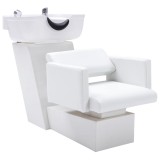 Cumpara ieftin Scaun salon șamponare cu lavoar alb, 129x59x82cm, piele eco