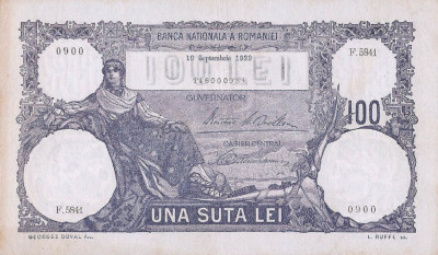 REPRODUCERE bancnota 100 lei 19 septembrie 1929 Romania foto