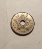 Congo 10 Centimes 1911 Aunc Unc, Africa
