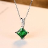 Cumpara ieftin Colier din argint piatra verde smarald zirconiu cubic ARG359G, Argintboutique