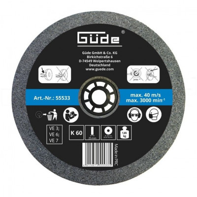 Disc abraziv pentru polizor de banc Gude 55533, O200x25x32 mm, granulatie K60 foto