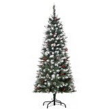 Brad de Craciun Inzapezit, brad Artificial, &Phi;53x150cm decoratiune de Craciun, brad cu zapada, brad alb HOMCOM | Aosom Romania