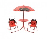 Set mobilier de gradina pentru copii, Design Gargarita, 4 piese, Rosu