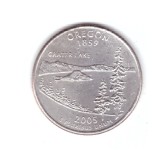 Moneda SUA 25 centi/quarter dollar 2005 P, Oregon 1859 Crater Lake, stare buna