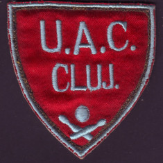 Emblema vintage brodata Echipa de popice U.A.C. Cluj, anii '70