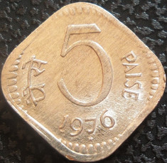 Moneda 5 PAISE - INDIA, anul 1976 *cod 1968 = UNC din set numismatic foto