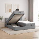 Cumpara ieftin Pat Ottoman cu Saltea si LED Gri deschis 180 x 200 cm Tesatura