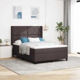 Cumpara ieftin Pat cu arc LED cu headboard Maro inchis 160 x 200 cm tesatura