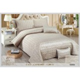 Cumpara ieftin Cuvertura de pat si 4 Fete de Perna din Catifea, Matlasata, 220 x 240 cm, Set 5 piese, Bej deschis - EAT301