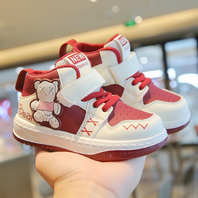 Adidasi albi cu visiniu - Bear (Marime Disponibila: Marimea 21)