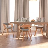 vidaXL Scaune de bucătărie, 4 buc., gri taupe, lemn curbat și textil