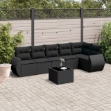 Gossi set canapele de gradina cu perne, 7 piese, negru, poliratan