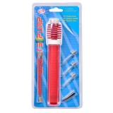 Set Pompa Manuală, Sport Pump, 18cm, 3 Ace, Furtun Flexibil, V&acirc;rf Plastic, Roșu, Oem