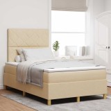 Cumpara ieftin Pat cu arcuri cu saltea cu headboard Crem 120 x 190 cm țesătură