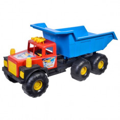 Camion de mari dimensiuni pentru constructii, model basculanta, multicolor, 62x26x28 cm foto