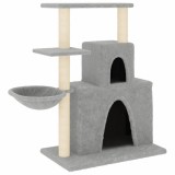 Cumpara ieftin Ansamblu de pisici, stalpi din funie sisal, gri deschis, 83 cm