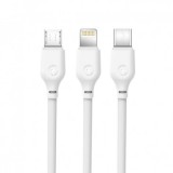 CABLU DE DATE, XO-NB103, 3IN1 (8-PIN/MICRO/TYPE-C) 2,1A, 1 M, ALB, BLISTER