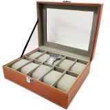 Cumpara ieftin Caseta Maro-Deschis Cu 10 Spatii Pentru Depozitare Ceasuri WZ1667, Watchbox
