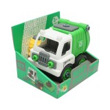 Jucarie tip Montessori, masina de gunoi verde pentru copii 3+ ani