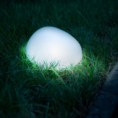 Lampă solară - formă piatră - sticlă mată - 165 x 142 x 115 mm - LED alb cald foto
