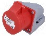 Conector alimentare AC, IEC 60309, IP44, 16A, 400V AC, 7 pini, PCE - 117-6V
