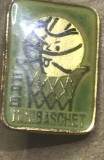 Insigna AMS1 Veche FRB Minibaschet - Federatia Romana de Baschet Mingea in Cos - Emblema Vintage Colectie Sport Retro Metal Emailatetal Emailat