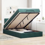 VidaXL Cadru de pat otoman cu saltea verde &icirc;nchis 120x200cm catifea 3312545
