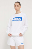Cumpara ieftin HUGO Blue hanorac de bumbac femei, culoarea alb, cu imprimeu 50515817