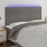 VidaXL Tăblie de pat cu LED, gri deschis, 160x5x118/128 cm, catifea