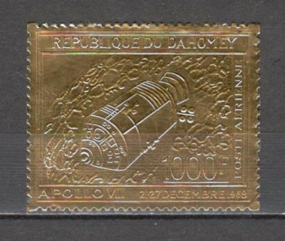 Dahomey.1969 Posta aeriana:Cosmonautica Apollo 8-FOLIE AURITA MD.62 foto