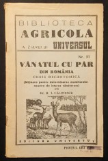 RARA 1946 VANATUL cu PAR din ROMANIA Descriere Harta Areal Urme Vanat Mijloace pt determinarea mamiferelor VANATOARE 40 pag 28 fig &ndash; R. I. Calinescu