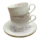 Serviciu Portelan Vintage Elegance, 2 Cesti si farfurii, ROMANCE