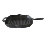 Tigaie Grill din Fonta emailata HAUSBERG HB-H1562 Diametru 27 cm Adancime 4.5 cm Maner 15 cm Antiaderenta Compatibila cu toate plitele Negru