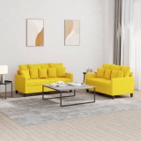 VidaXL Set de canapele cu perne, 2 piese, galben deschis, textil