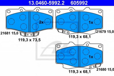 Set placute frana,frana disc TOYOTA LAND CRUISER 90 (J9) (1995 - 2016) ATE 13.0460-5992.2 foto