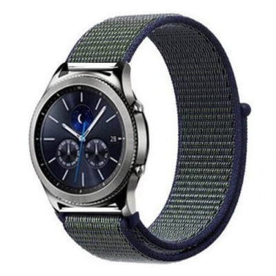 Curea ceas Smartwatch Samsung Galaxy Watch 46mm, Samsung Watch Gear S3, iUni 22 mm Soft Nylon Sport, Navy Blue - Green foto