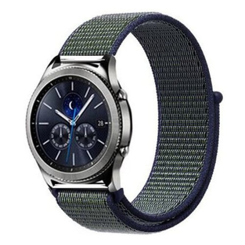 Curea ceas Smartwatch Samsung Galaxy Watch 46mm, Samsung Watch Gear S3, iUni 22 mm Soft Nylon Sport, Navy Blue - Green