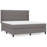 Cumpara ieftin Pat box spring cu saltea, gri inchis, 180x200 cm, textil