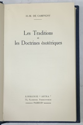 LES TRADITIONS ET LES DOCTRINES ESOTERIQUES par H. -M. DE CAMPIGNY , 1941 foto