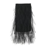 Fusta neagra din tulle cu straturi asimetrice si design vaporos